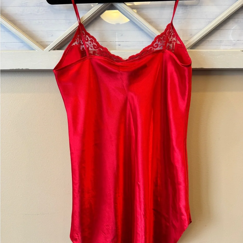 Vintage Inner Most Medium 90s Red lace Satin Chemise Negligee‎ Nightgown sexy
